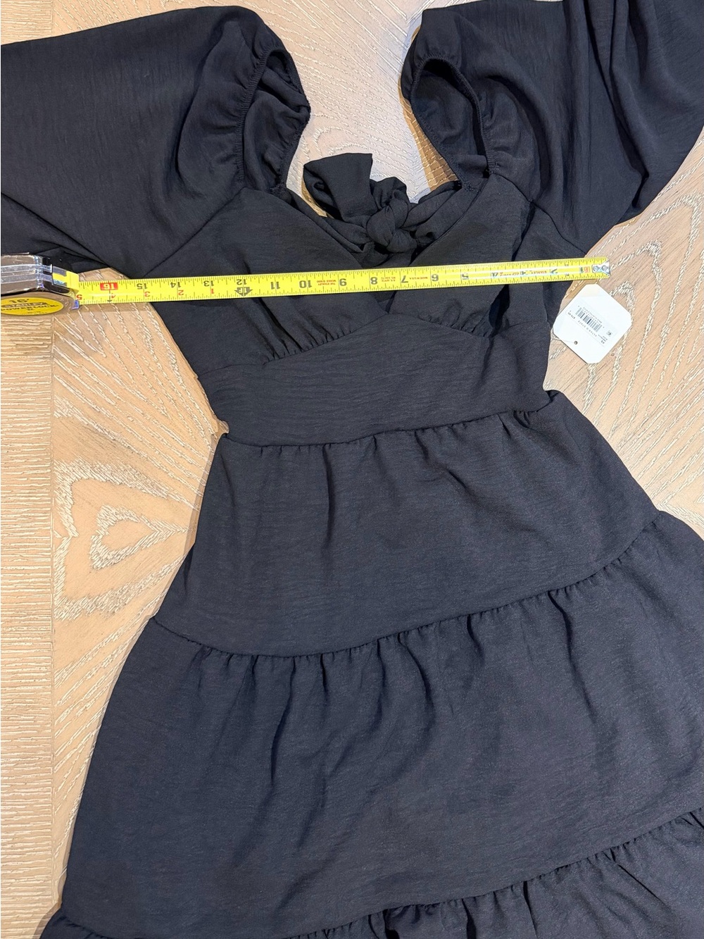 Altar'd State Black Long Sleeve Tiered V-Neck Mini Dress - Picture 5 of 8